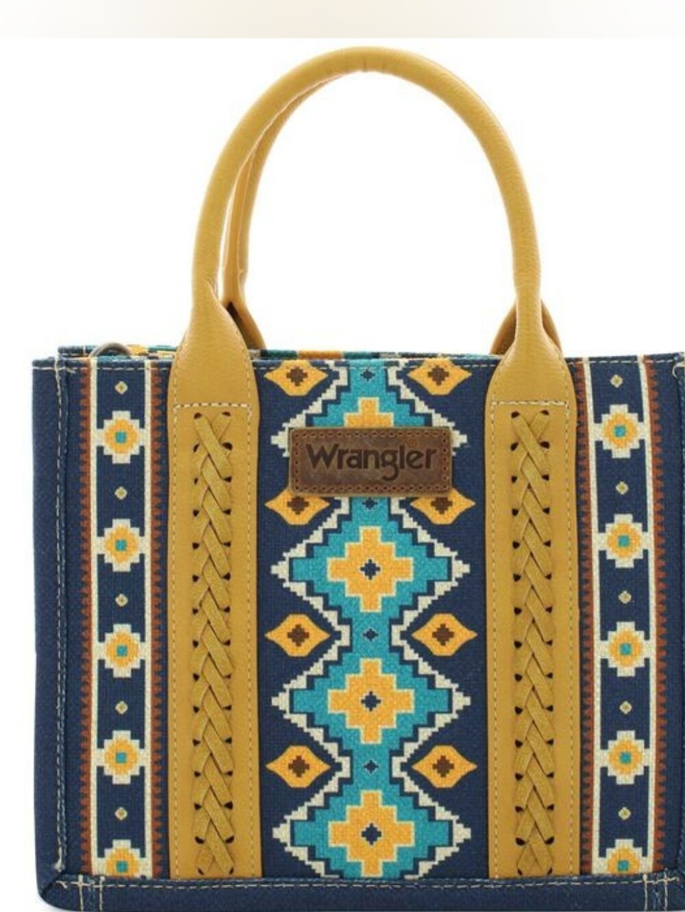 Wrangler Southwestern Print Small Canvas Tote/Crossbody - Mustard NWOT